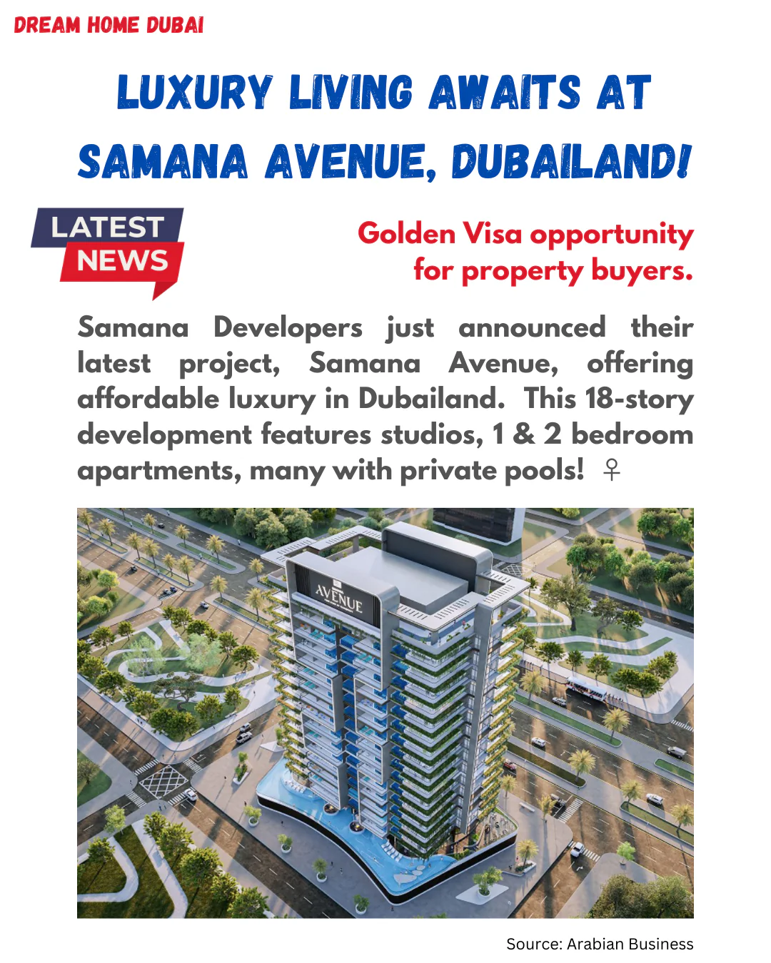 Samana Avenue: Luxurious Living in Dubai with Golden Visa Eligibility 1 Luxury Living Awaits at Samana Avenue, Dubailand! ️